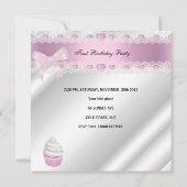 第1誕生日1stガールホワイトピンクハートベビー 招待状 (裏面)