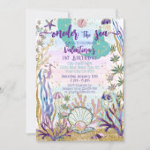 第1誕生日1stワンダーザシーマーメイドグリッター 招待状 (正面)