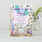 第1誕生日1stワンダーザシーマーメイドグリッター 招待状 (スタンド正面)