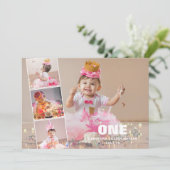 第1誕生日4フォトコラージュの誕生のお知らせ シーズンカード (スタンド正面)