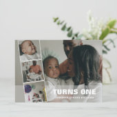 第1誕生日4フォトコラージュの誕生のお知らせ シーズンカード (スタンド正面)