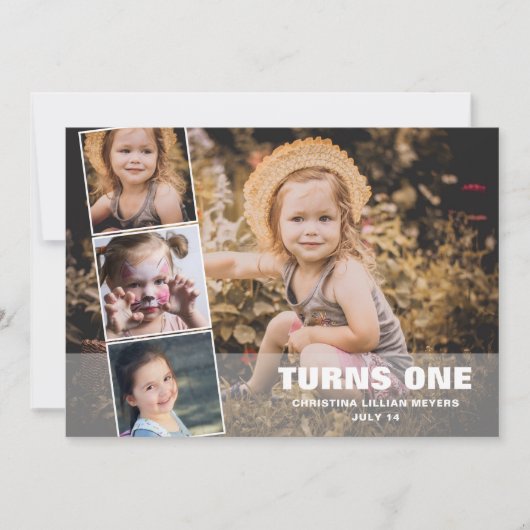 第1誕生日4フォトコラージュアザカード シーズンカード (正面)