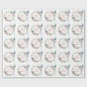 第1誕生日 – 水彩花と風船 ラッピングペーパー (フラット)