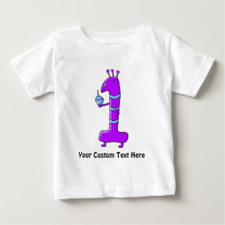 第1誕生日。 紫色の漫画 ベビーTシャツ