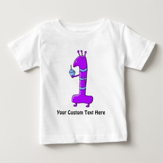 第1誕生日。 紫色の漫画 ベビーTシャツ (正面)