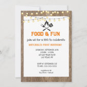 第1誕生日BBQ赤い格子縞ギンガム 招待状 (正面)