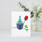 第1誕生祝いかわいいフクロウ ポストカード (スタンド正面)