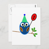 第1誕生祝いかわいいフクロウ ポストカード (正面/裏面)