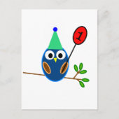 第1誕生祝いかわいいフクロウ ポストカード (正面)