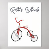 第1車輪ヴィンテージ赤三輪車フォイル文字ポスター 箔ポスター (正面)
