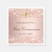 第1通信バラ金ゴールドグリッター名 スタンダードカクテルナプキン (正面)