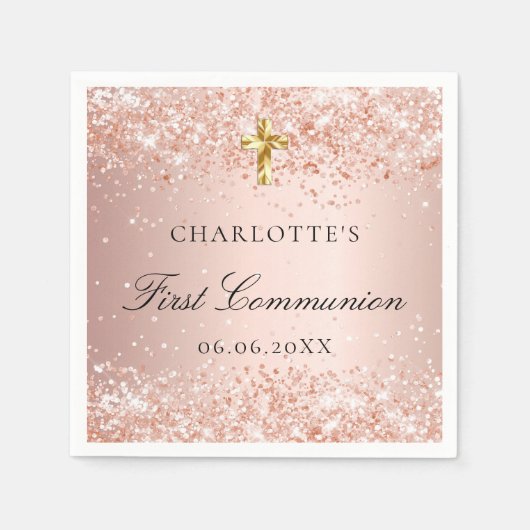 第1通信バラ金ゴールドグリッター名 スタンダードカクテルナプキン (正面)