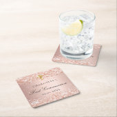 第1通信赤面バラ金ゴールドグリッター名 スクエアペーパーコースター (インサイチュ)