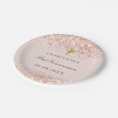 第1通信赤面バラ金ゴールドグリッター名 ペーパープレート (アングル)