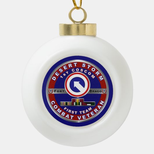 第1部隊支援コマンド砂漠の嵐退役軍人 セラミックボールオーナメント (正面)