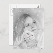 第1雪ガール子猫はがき ポストカード (正面/裏面)