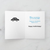 第1青い誕生日の男の子車 カード (内部)