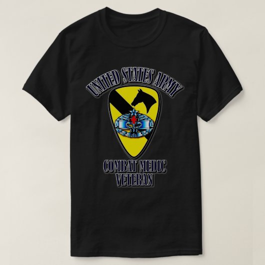 第1騎兵師団コンバットメディア退役軍人 Tシャツ (デザイン正面)