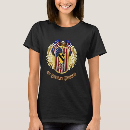 第1騎兵師団Air Cav軍隊アメリカンFla Tシャツ (正面)