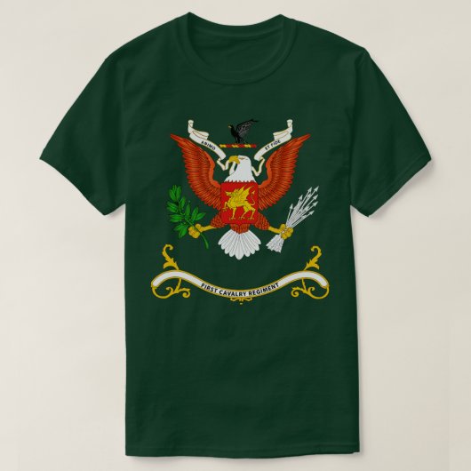 第1騎兵連隊Animo et Fideの背景X Tシャツ (デザイン正面)