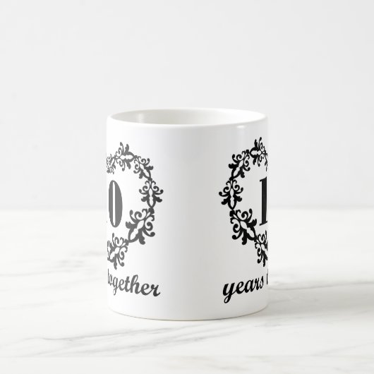 第10一緒の記念日年のハートのギフトのマグ コーヒーマグカップ (中央)