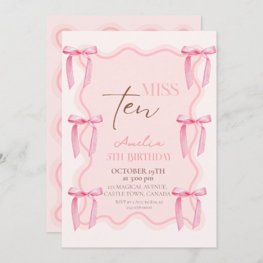 第10回ほこりっぽいピンクボウズ誕生日パーティープリンセス 招待状 (正面/裏面)