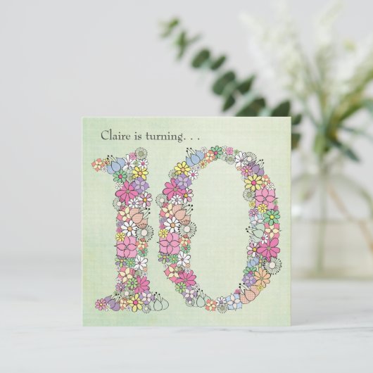 第10回ガールズバースデーパーティーカスタム招待状 招待状 (スタンド正面)