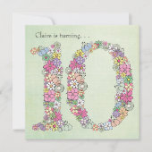 第10回ガールズバースデーパーティーカスタム招待状 招待状 (正面)