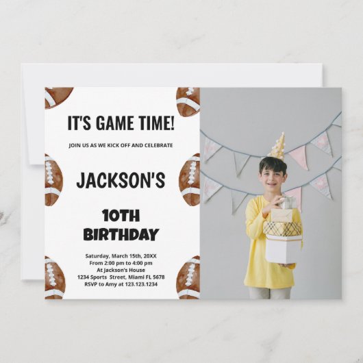 第10回サッカー誕生日招待状(写真あり) 招待状 (正面)