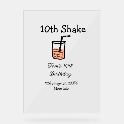 第10回シェイク10ハッピーバースデーミルクシェイク落書き アクリルサイン (正面)