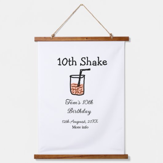 第10回シェイク10ハッピーバースデーミルクシェイク落書き 吊り下げ型タペストリー (正面)