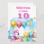 第10回バースデーパーティーへの招待 招待状 (正面/裏面)