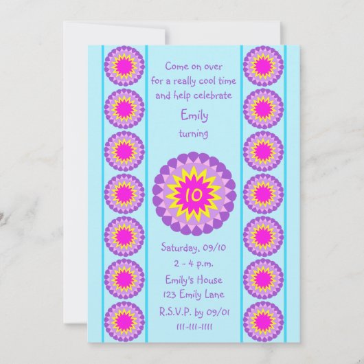第10回バースデーパーティー招クール待ブルー10 招待状 (正面)