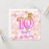 第10回ピンクパープル金ゴールド誕生日 カード (正面/裏面インサイチュ)