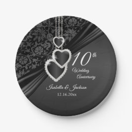 第10回ブラックオニックス結婚の記念日紙プレート ペーパープレート