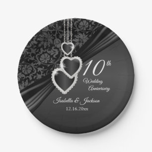 第10回ブラックオニックス結婚の記念日紙プレート ペーパープレート