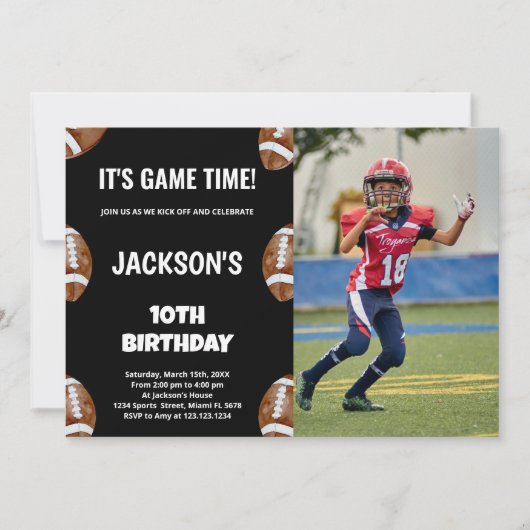 第10回ブラックサッカー誕生日招待状w写真 招待状 (正面)