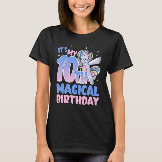 第10回マジカル誕生日レインボーテールユニコーン Tシャツ (正面)