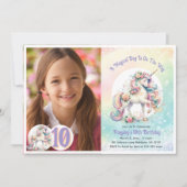 第10回ユニコーン誕生日パーティパステルレインボー 招待状 (正面)