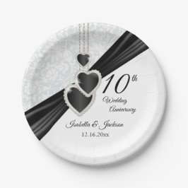 第10回白いダマスク（黒アクセント付） ペーパープレート