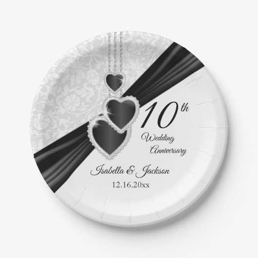 第10回白いダマスク（黒アクセント付） ペーパープレート (正面)