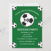 第10回誕生日パーティーサッカーグリーンボーイススポーツ 招待状 (正面)