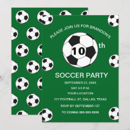 第10回誕生日パーティーサッカーグリーンボーイススポーツ 招待状