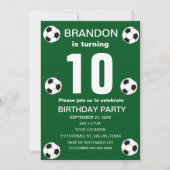 第10回誕生日パーティーサッカーグリーンボーイススポーツ 招待状 (正面)