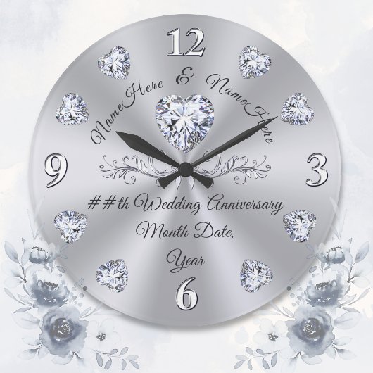 第10回、第75回、第60回ダイヤモンド記念プレゼント、 ラージ壁時計