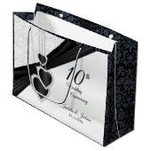 第10大きいオニックスおよび白い結婚記念日- ラージペーパーバッグ (正面アングル)