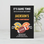 第10期ブラックイエローサッカー誕生日招待状 招待状 (スタンド正面)