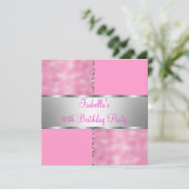 第10期女子バースデーパーティーピンク白い花2 招待状 (スタンド正面)