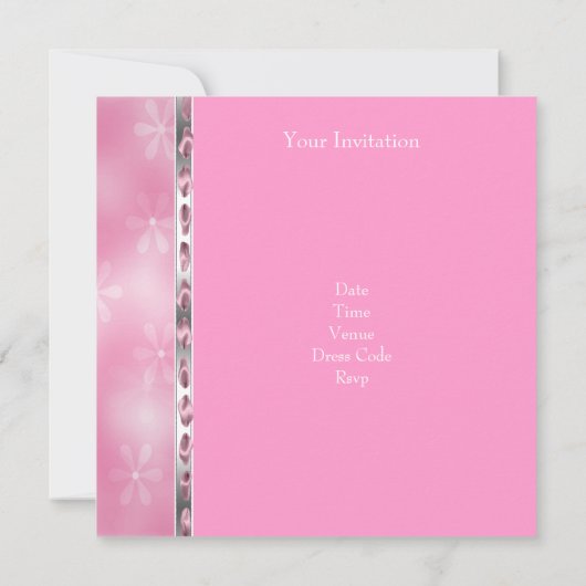 第10期女子バースデーパーティーピンク白い花2 招待状 (裏面)