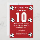 第10期誕生日パーティーサッカーレッドボーイズスポーツ 招待状 (正面)